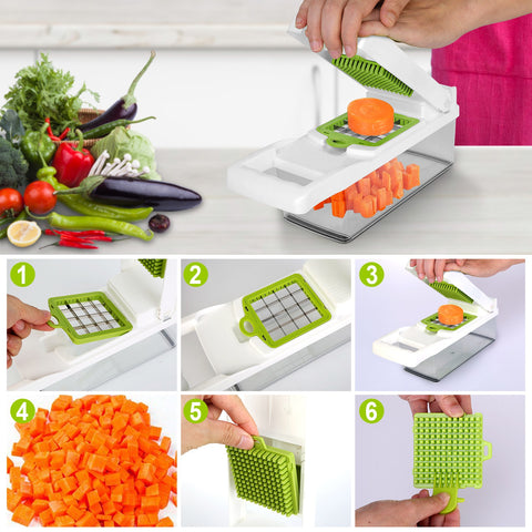 12 In 1 Vegetable Chopper With Container Kitchen Food Slicer