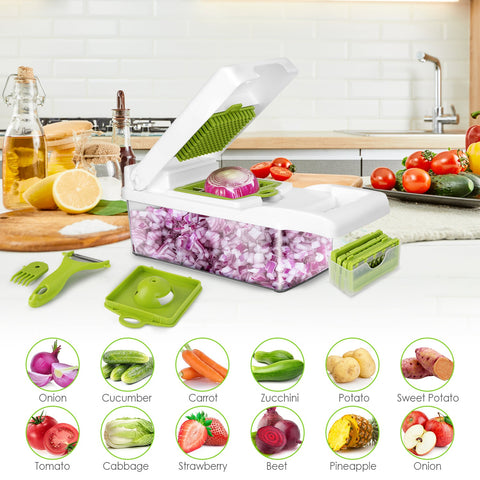 12 In 1 Vegetable Chopper With Container Kitchen Food Slicer