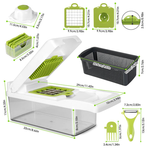 12 In 1 Vegetable Chopper With Container Kitchen Food Slicer
