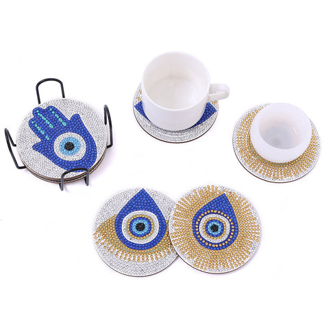 8 Piece Diamond Painting Coaster Set with Stand