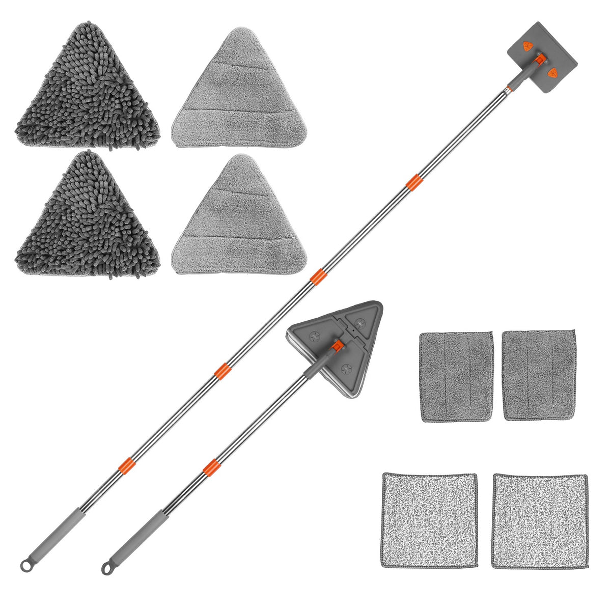 Wall Cleaner Mop With Squeegee Extendable Long Handle 360 Rotatable Convex Design Baseboard Mop For Wall Ceiling Window 1Set 2 In 1