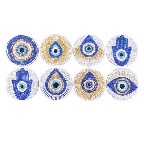 8 Piece Diamond Painting Coaster Set with Stand