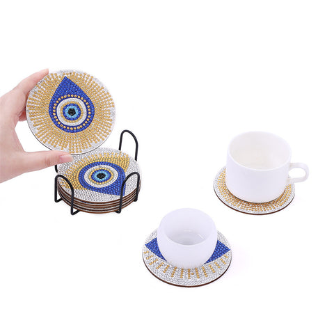 8 Piece Diamond Painting Coaster Set with Stand