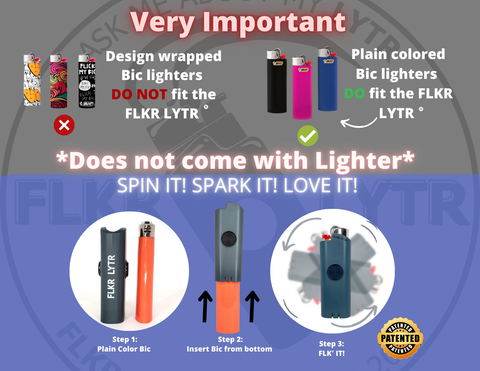 FLKR LYTR® Fidget Spinner Lighter Case Must Have "DRK NYTE" for Bic® Spinner Lighter Case | FLKR LYTR