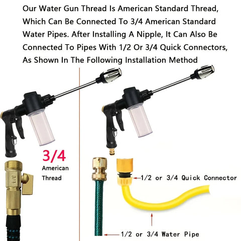 Garden Watering Gun Hose Nozzle High-pressure Car Washing Water Gun Household Long Rod Spray Gun Cleaning Lawn Irrigation Tool