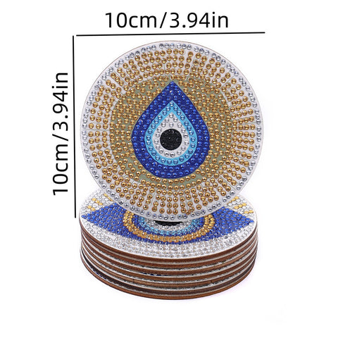 8 Piece Diamond Painting Coaster Set with Stand